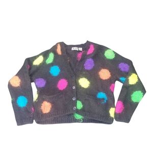 Vintage Intro Fenn Wright Manson Knit Black Multicolor Polka Dot Sweater Size M